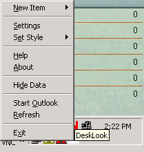 DeskLook 3.0 System Tray menu