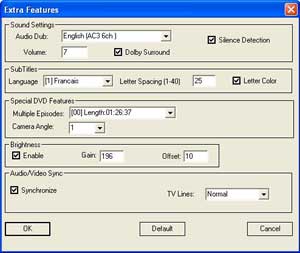 DVD to Pocket PC 3.0 options screen