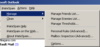 iHateSpam Manage Menu
