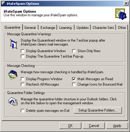 iHateSpam Options