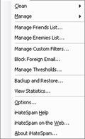 iHateSpam 4.0 Outlook Menu