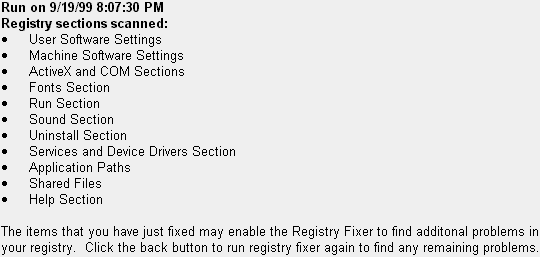 Fit-It Utilities 99 RegistryFixer Screen Shot