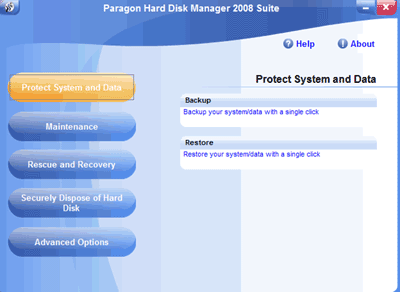 Hard Disk Manager 2008 main screen