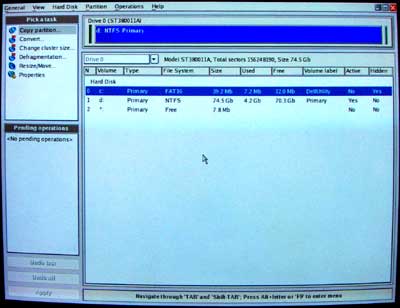 Paragon Linux Partition Operations screen