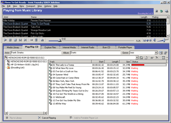 Sonic Foundry SIREN Jukebox 2.0 Play/Rip CD