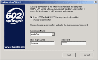 602Pro Lan Suite Configuration Wizard