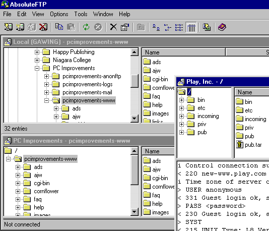 2 Server layout of AbsoluteFTP